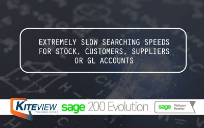 Slow Searching Speeds For Stock, Customers, Suppliers Or GL Accounts
