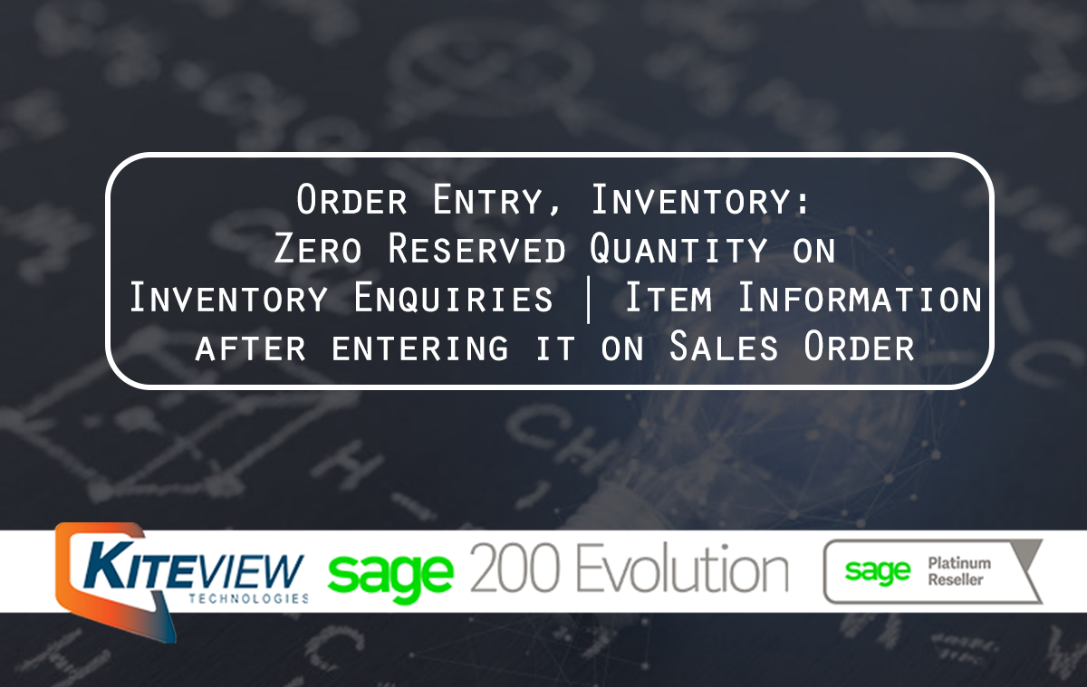 Order Entry | Inventory Zero: Reserved Quantity on Inventory Enquiries